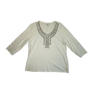 Coldwater Sequin Woman's Top Blouse 3/4 Sleeve Size Medium